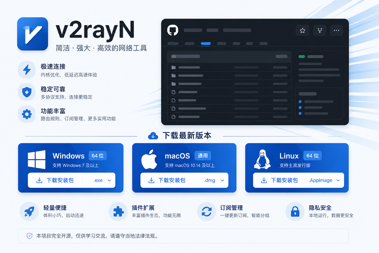 V2RayN客户端数字代理工具主视觉展示